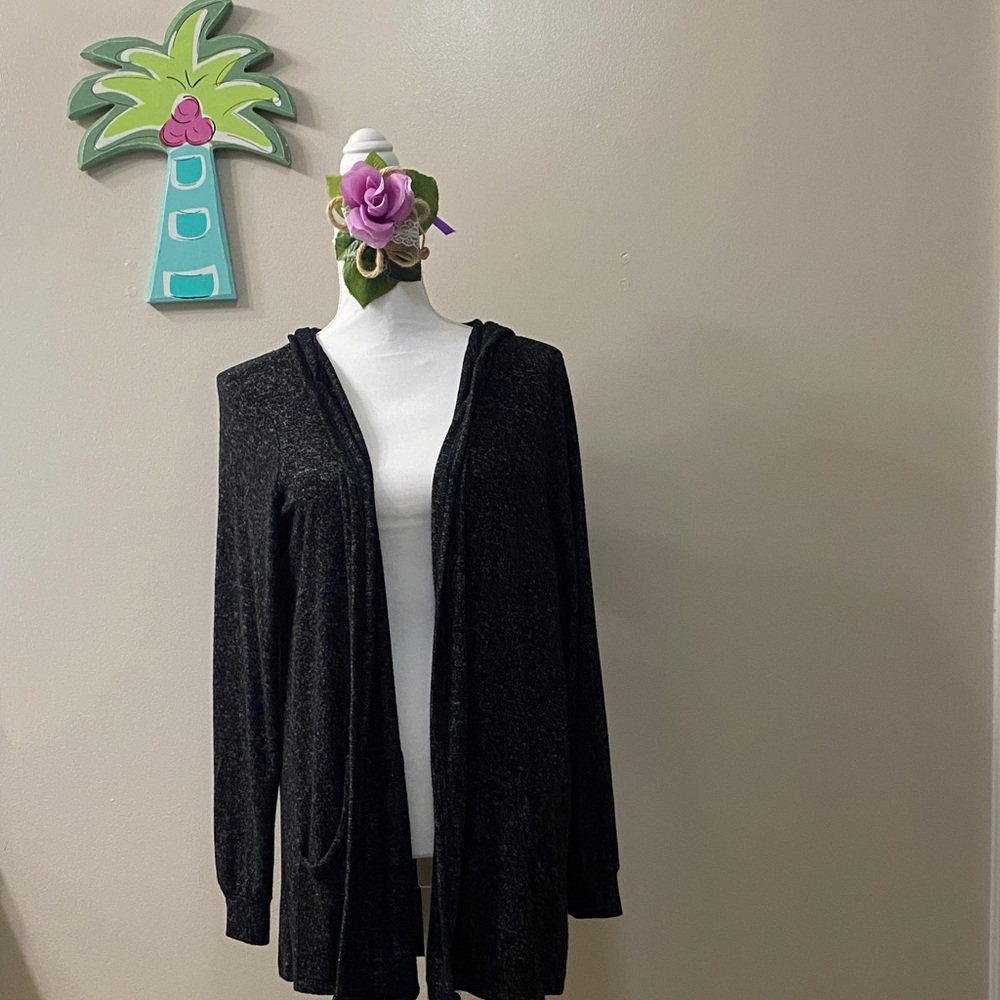 Premise Black Hooded Cardigan